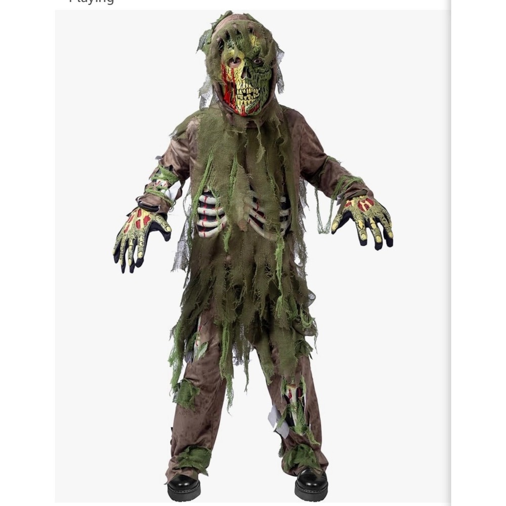 Spooktacular Creations Kids Zombie Costume Brown Green Size Large 10-12 L